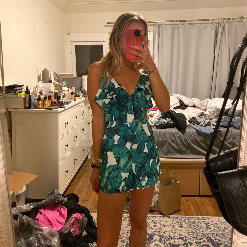 Green Floral Romper